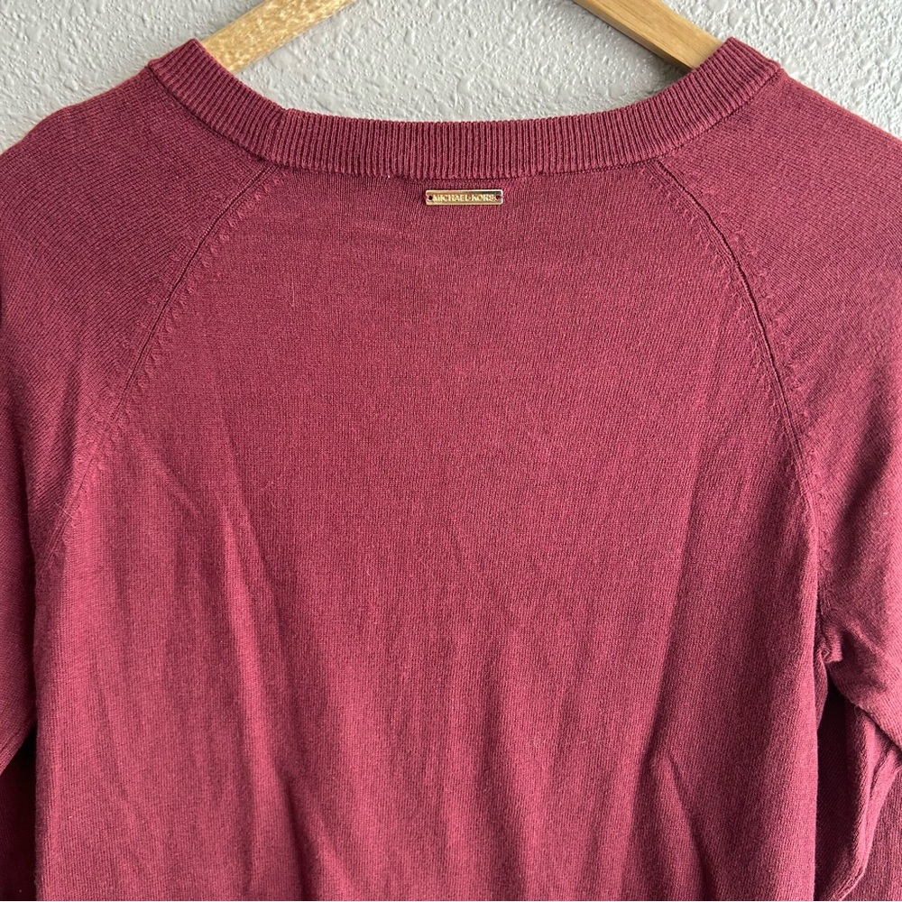 Michael Kors‎ soft cotton blend burgundy split hem long sleeve sweater blouse - Picture 4 of 10